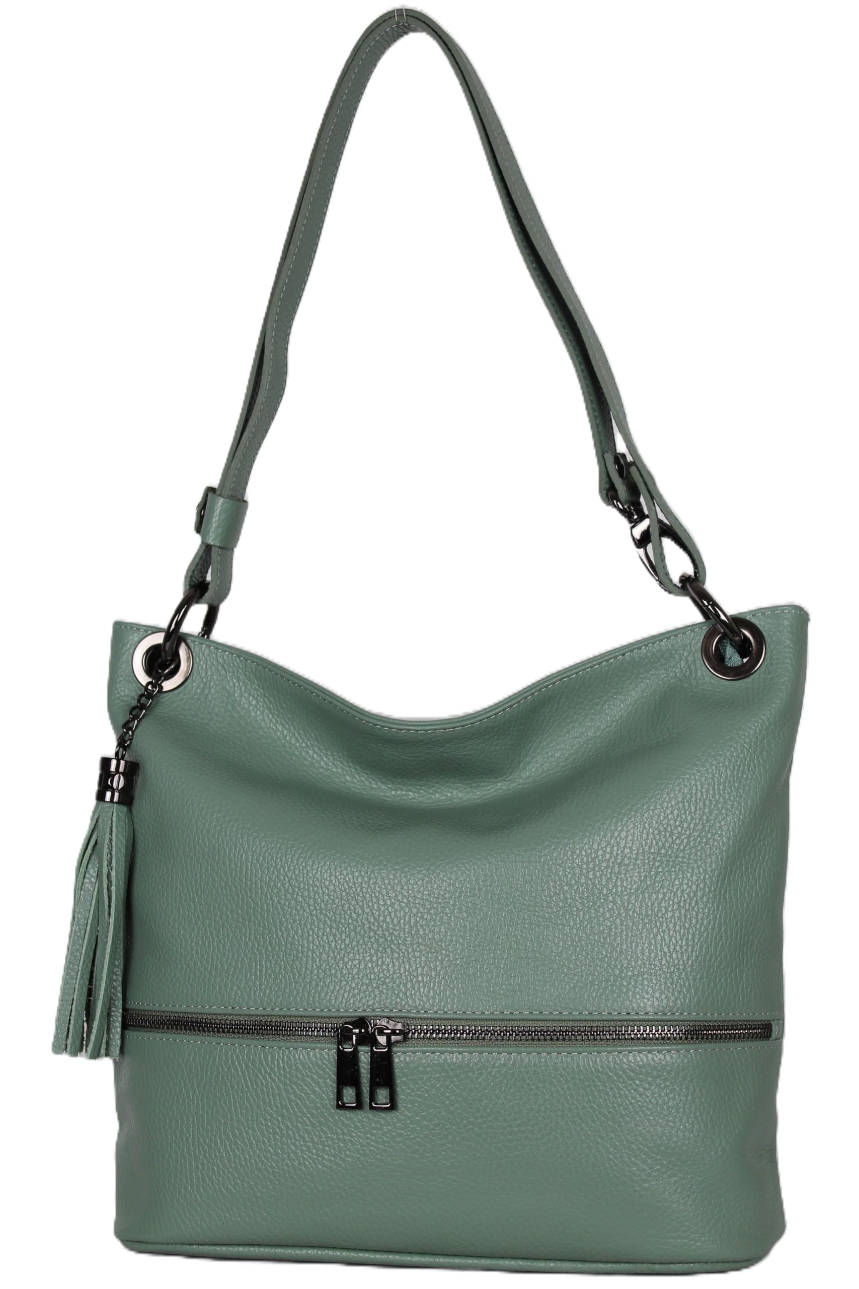 AMBRA Moda GLX37 - Italienische Handtasche, Damen - Schultertasche Damen Umhängtaschen Leder