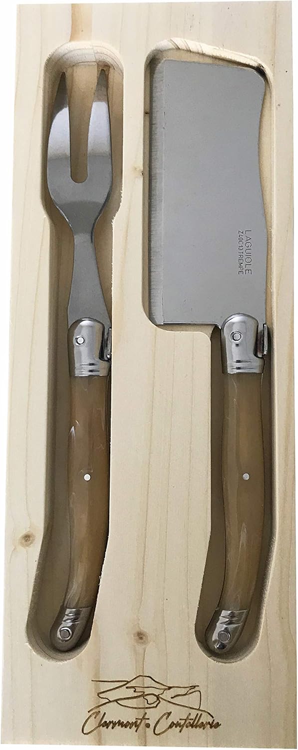 Laguiole Premium Dishwasher Safe Stainless Steel 2Piece Cheese Set, Marbled Blonde