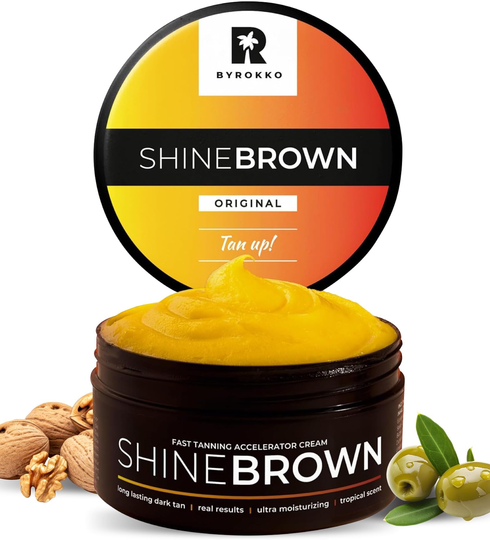 BYROKKO Shine Brown Tanning Accelerator 210ml - Fast Bronzing Sunbed Cream and Outdoor Tan Enhancer - Deep Natural Glow with Oil-Rich, Water-Resistant and Hydrating Formula