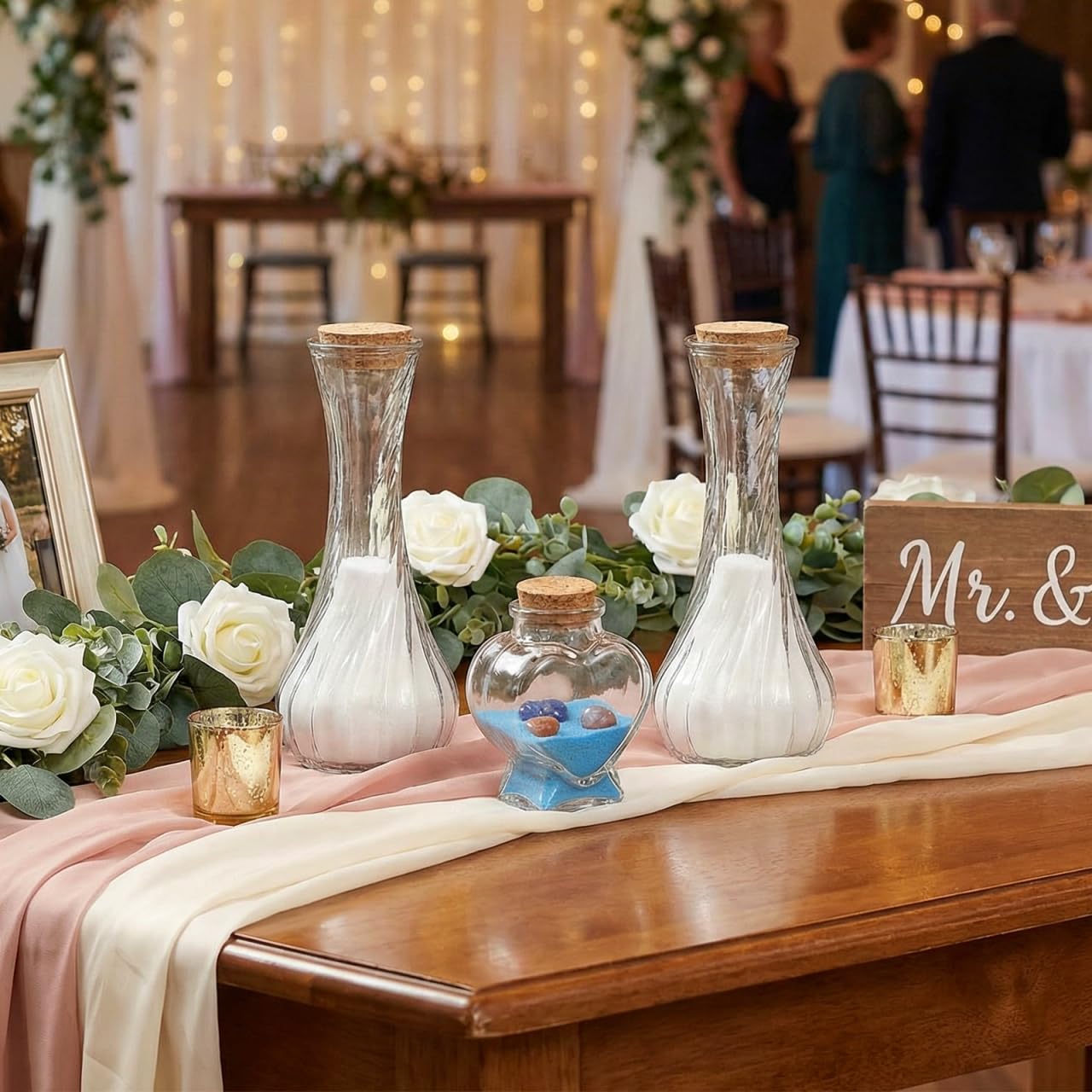 ifundom 3-Teiliges Glas Flaschen Set Hochzeit Sandzeremonie Mit Herzflasche 75Ml Und Schraubflaschen 130Ml Dekoratives Aufbewahrungsset Für Wünsche Und Diy Kunstdeko