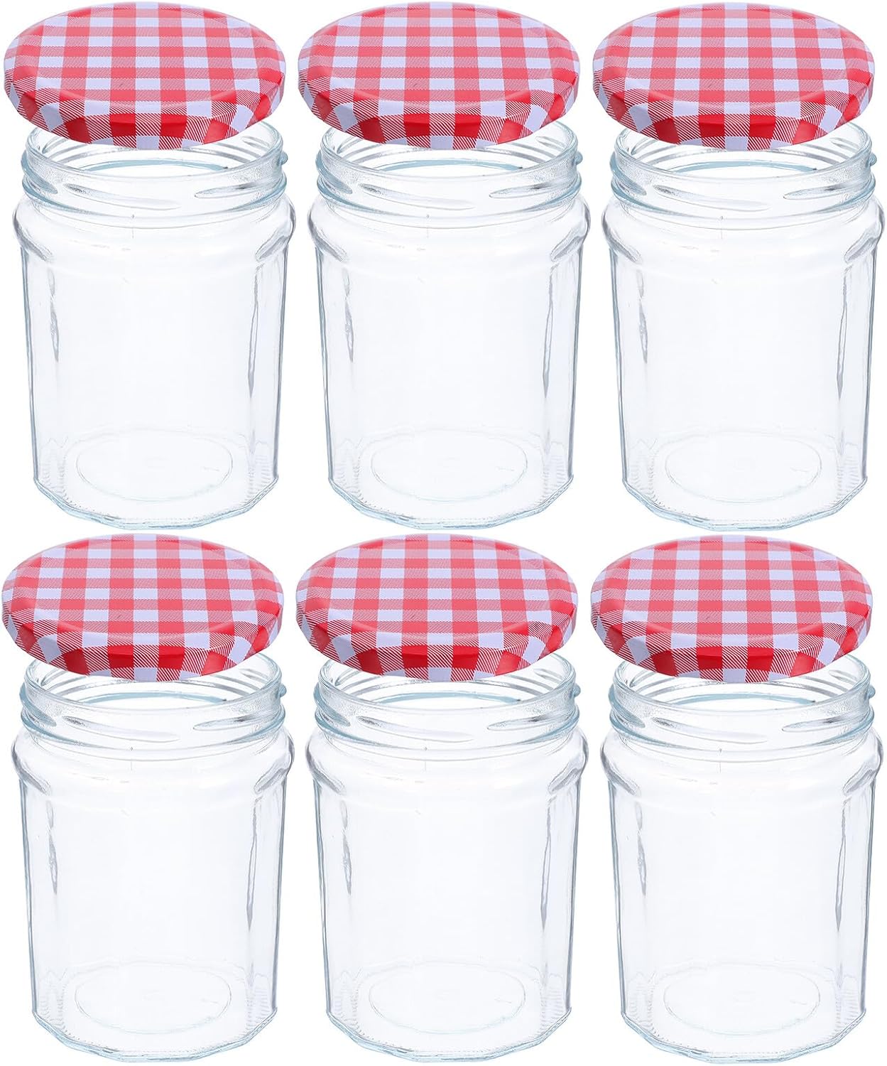 UPKOCH Hexagon Glass Jars with Lids 380ml Airtight Sealed Storage Containers Small Jam Jars for Food Canning and Kitchen Organization 6pcs