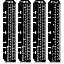 4 Pcs Bookmark Rulers, Black Plastic Page Marker Divider Pagefinder Measuring Today Ruler for A5 Size 7-Hole Binder NotebookBlack