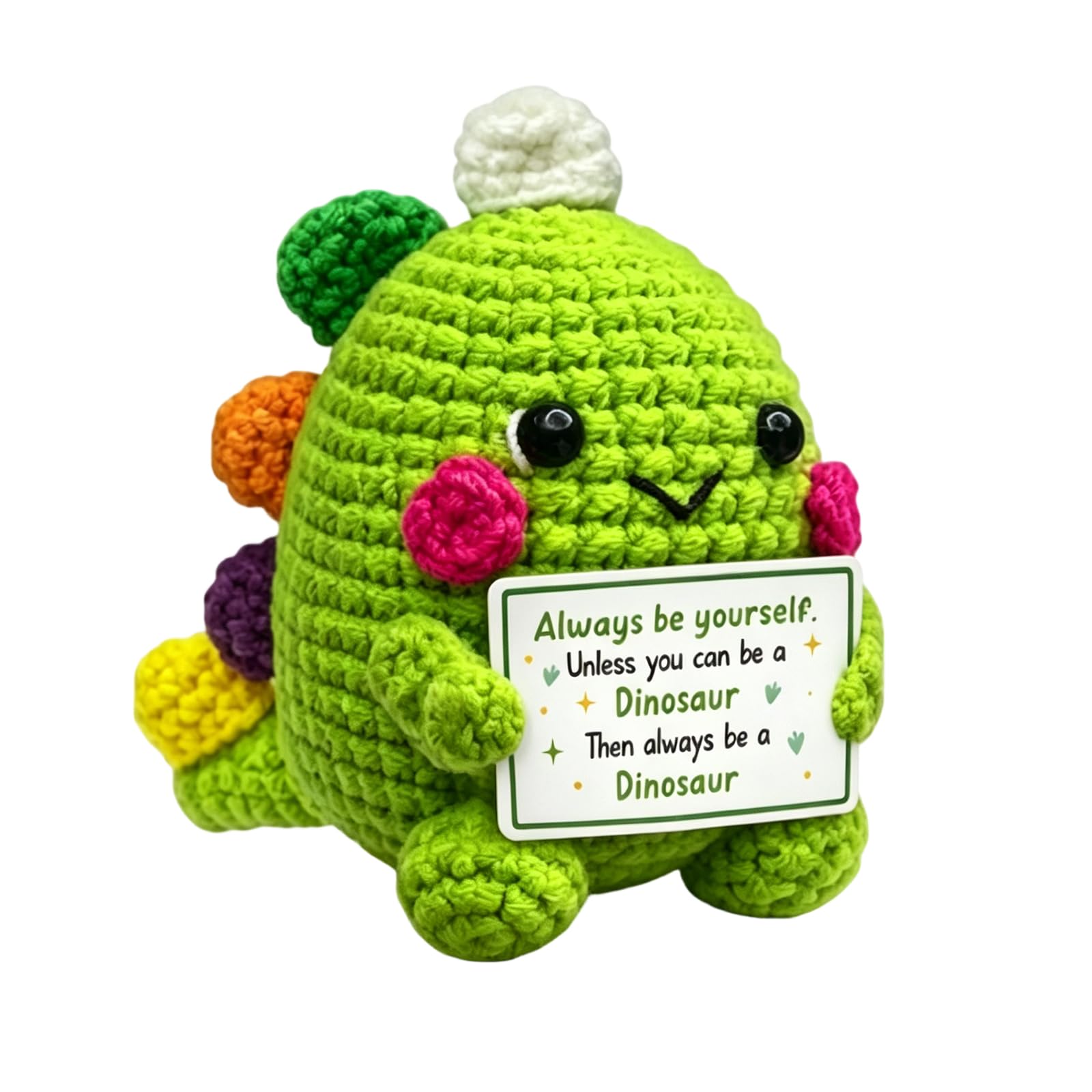 Rndqw Emotional Support Crochet, Green Handmade Dinosaur Positive Gifts