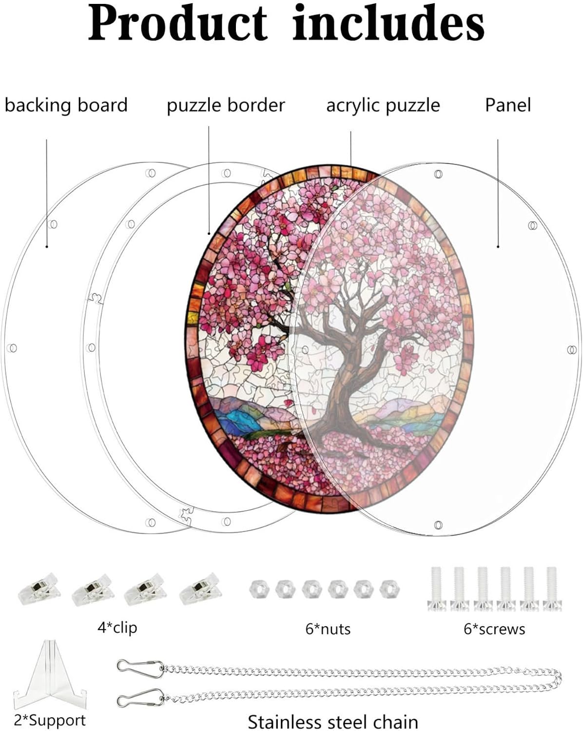 Acrylic Puzzle Stained Glass Tree of Life Suncatcher, 82-Piece 7.87-Inch DIY Window Hanging Art Kit for Adults, Unique Home Decor & Creative Gift (02) image 5