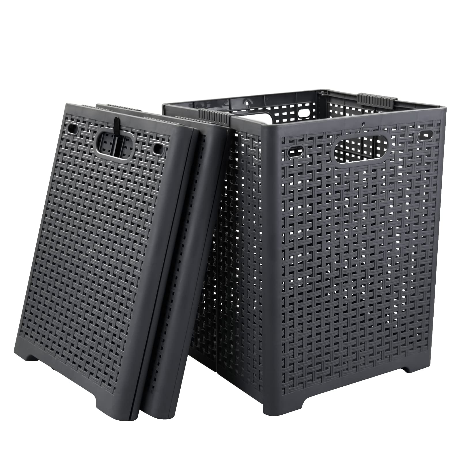 Doryh Plastic Collapsible Laundry Basket, 3 Packs, Folding Laundry Hamper Gray