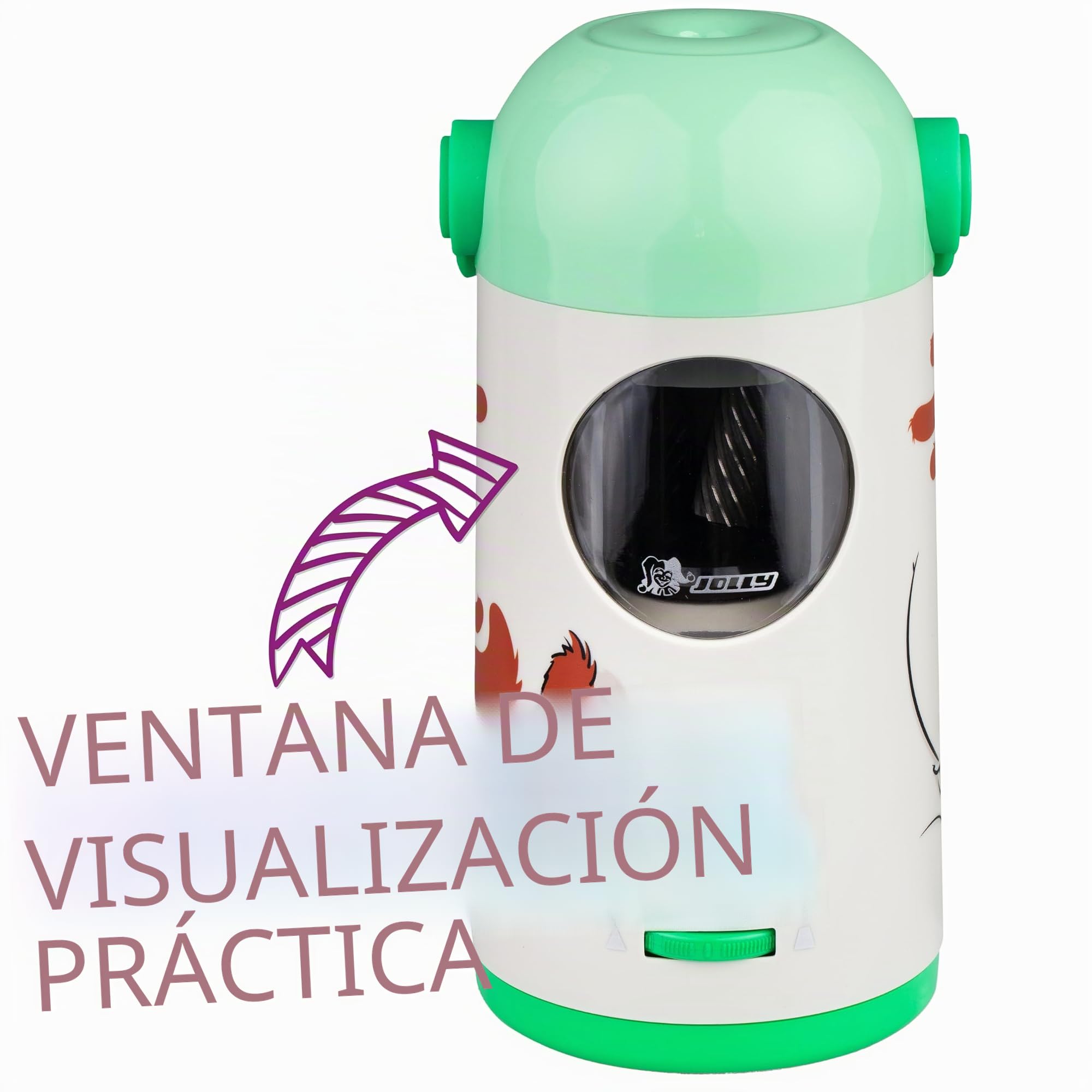 JOLLY ALEX - Sacapuntas eléctrico para todos los bolígrafos, alimentador automático y expulsión. Sacapuntas universal de alta velocidad, batería recargable, ideal para la escuela, guardería, oficina o