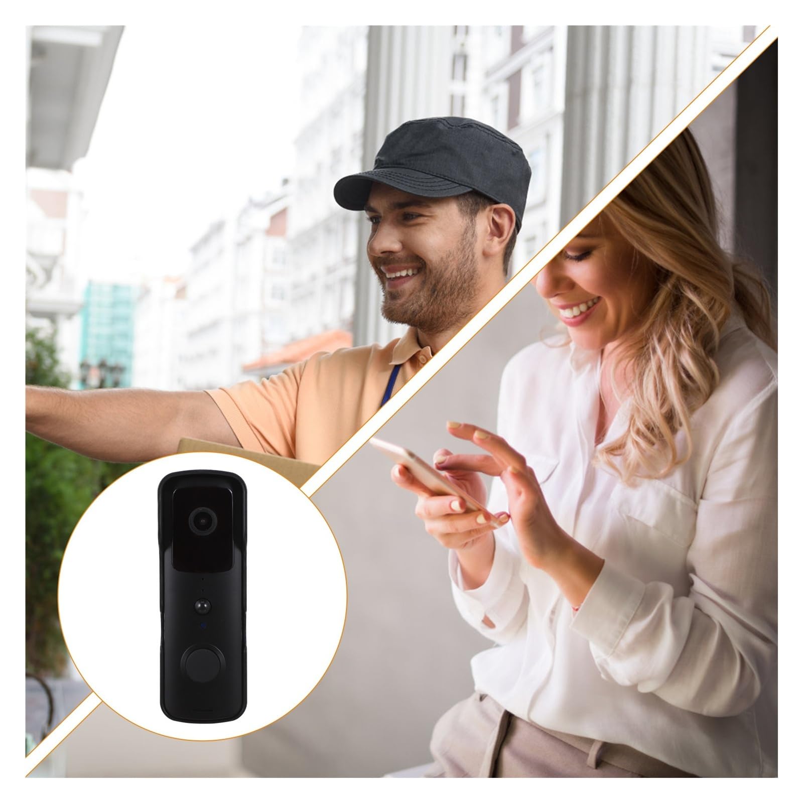 Timbre Inteligente inalámbrico con vídeo y WiFi. Timbre electrónico. Timbre inalámbrico con WiFi. Vista Amplia