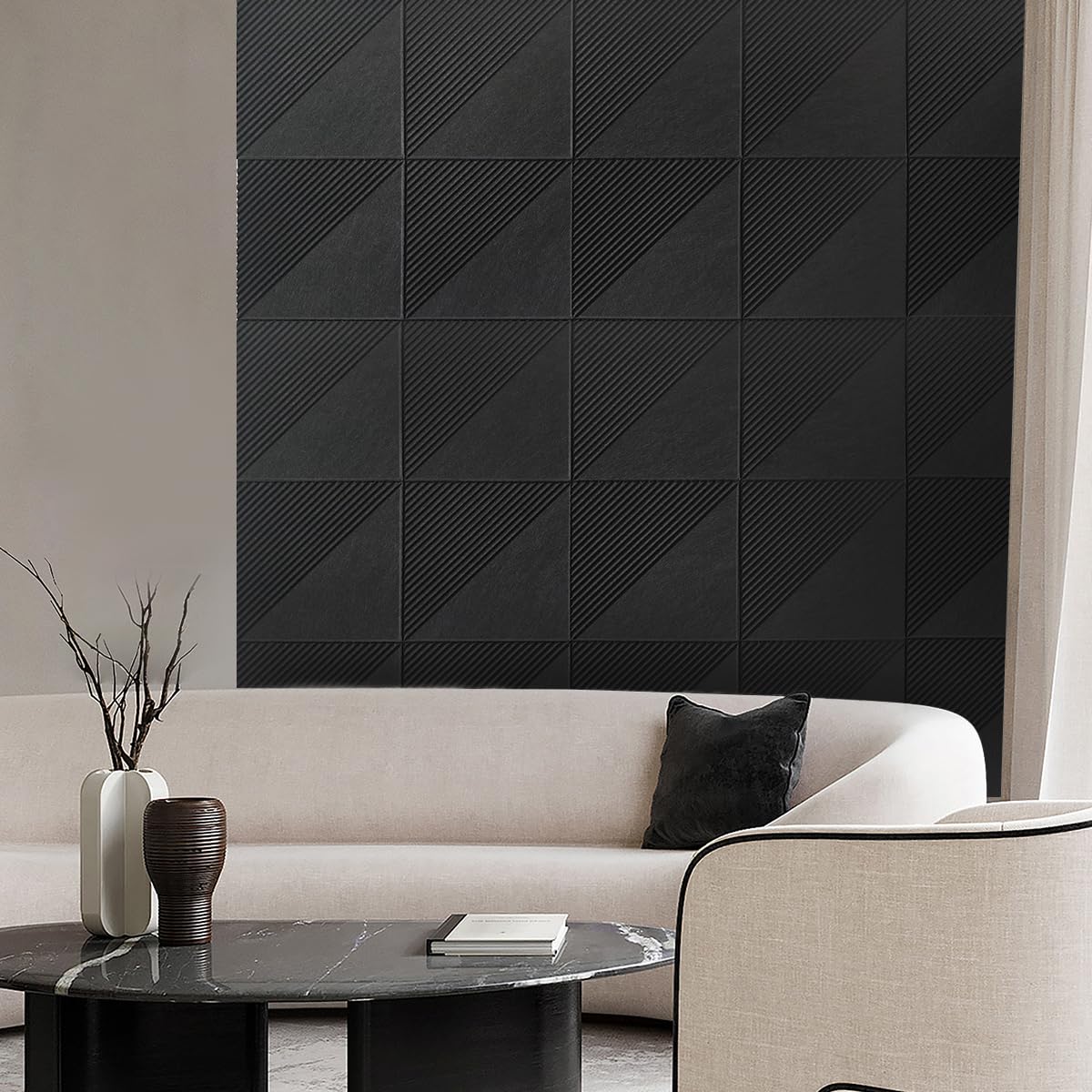 Tablero de corcho grande para paredes de 48 x 36 pulgadas, paquete de 12 azulejos de fieltro con pestañas adhesivas extraíbles seguras y chinchetas transparentes, tablero de corcho para oficina