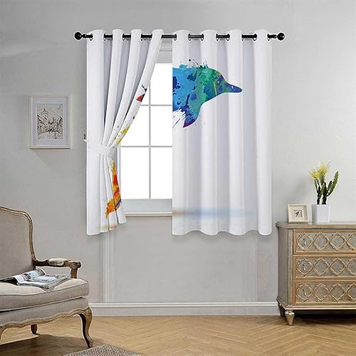 Miniatura 3 de Cortinas De Cocina Modernas Dolphin Grommet Short Temporary Door Currains 63Inch Width by 63Inch Length,2 Panels