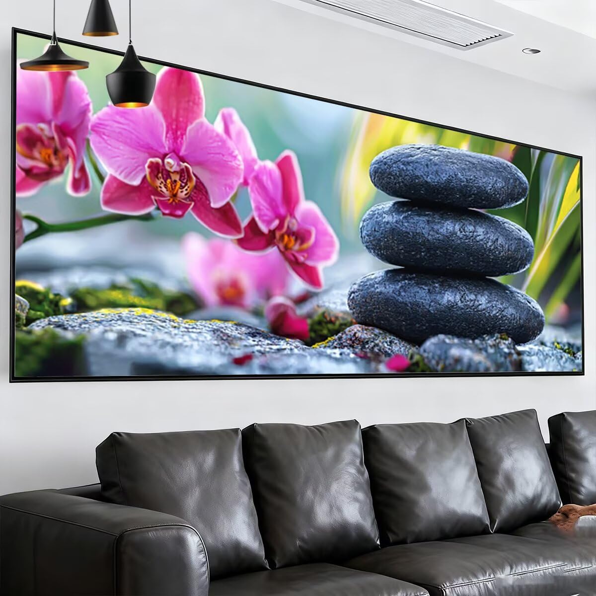 Obraz diamentowy duży rozmiar 180 x 70 cm, pełny zestaw do malowania diamentowego Zen, DIY dla dorosłych, diamentowe malowanie zestawy do dekoracji wnętrz (kwiaty) wzór S-83