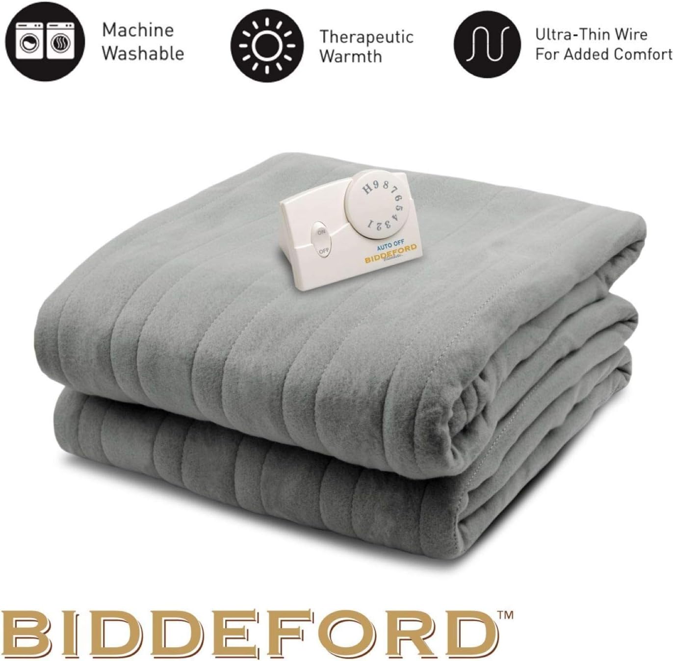 Biddeford Blankets Comfort Knit Electric Heated Blanket with Analog Controller, Twin, Grey : Home & Kitchen