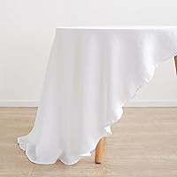 Vista 46 de Linen World - Mantel de lino con vainica, mantel de lino francés salvia de 120 x 60 pulgadas, mantel rectangular lavable para comedor, al aire