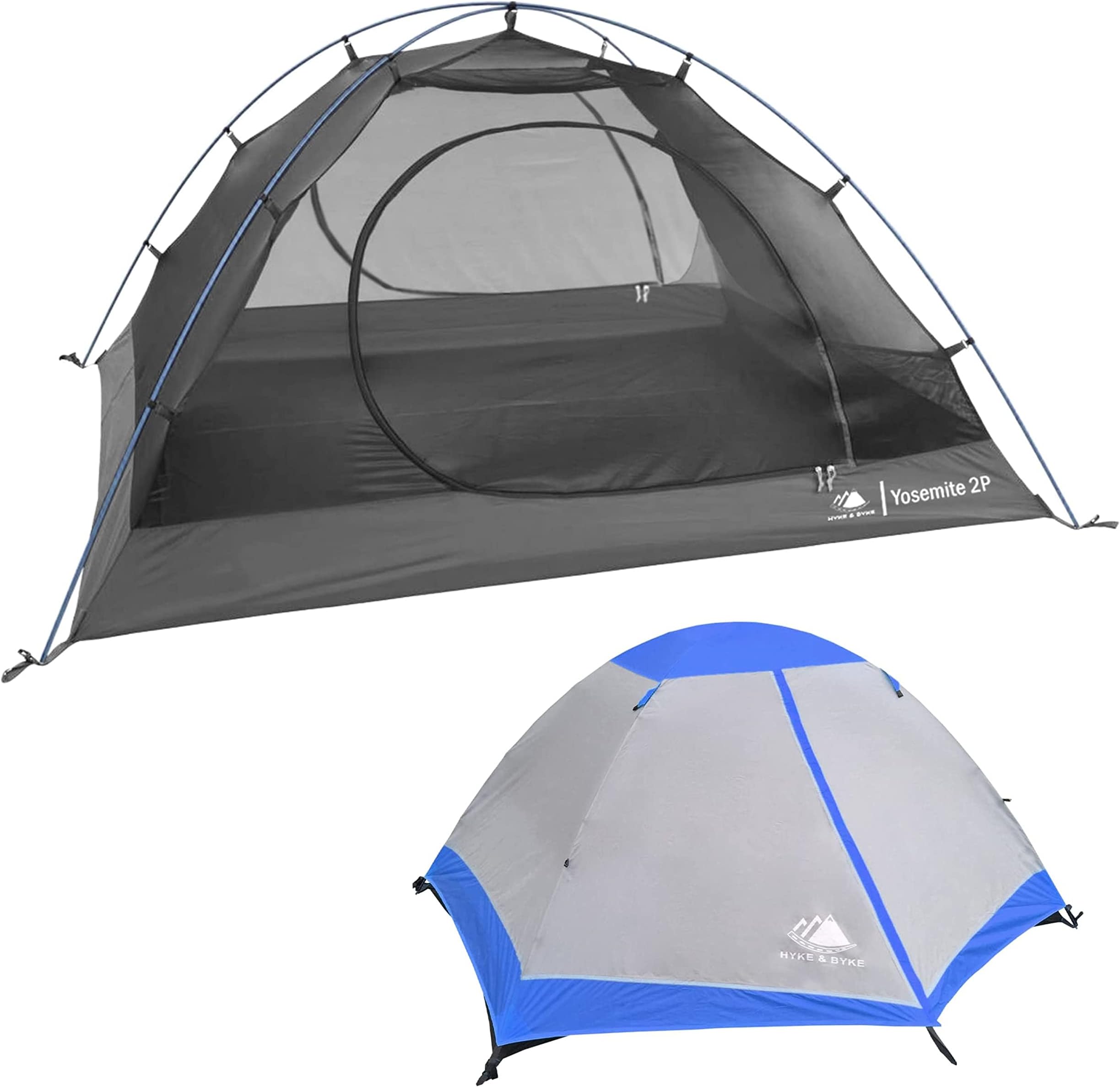 Hyke & Byke Yosemite 1 and 2 Person Backpacking Tents with Footprint - Lightweight Two Door Ultralight Dome Camping Tent