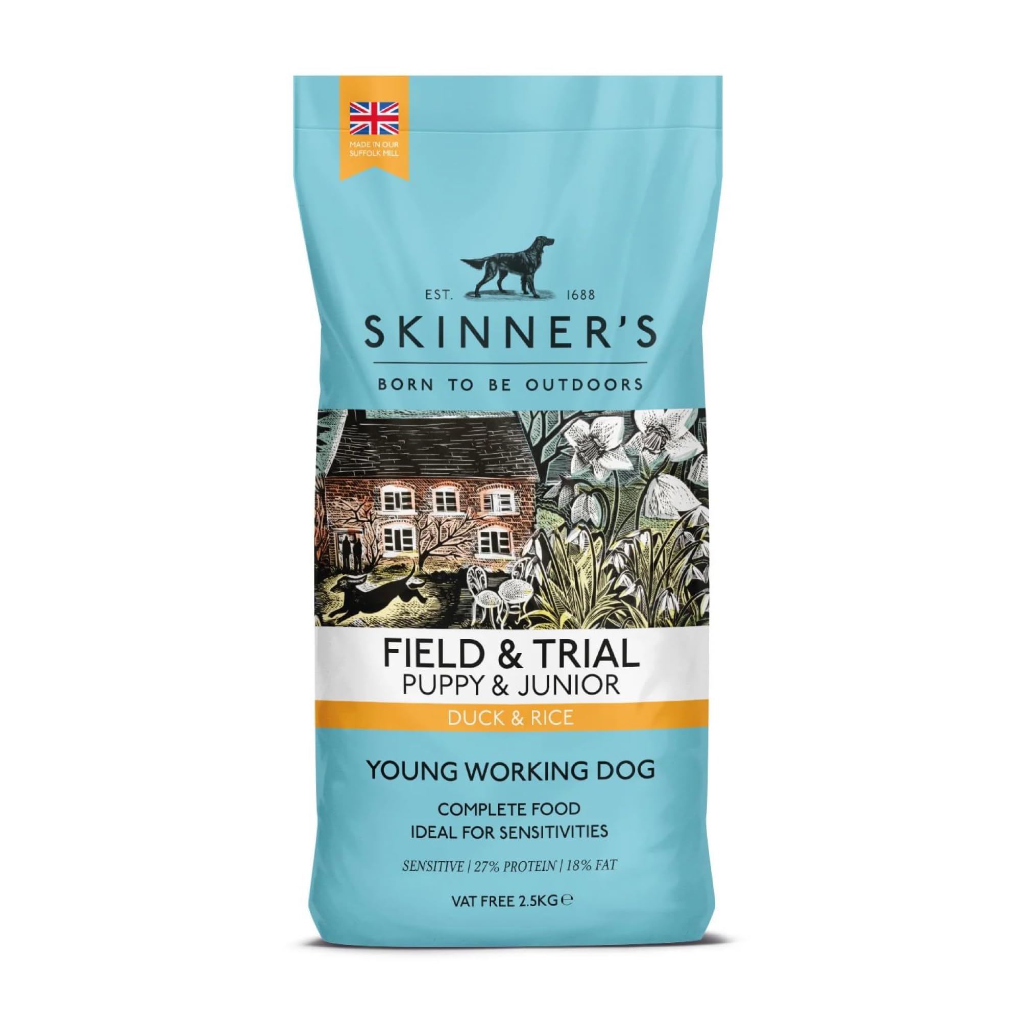 Skinners Skinner’s Field & Trial Puppy Duck & Rice Dry Dog Food - Economy Pack: 2 X 2.5Kg