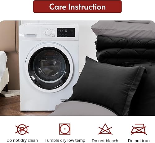 Miniatura 337 de MUXHOMO Juego de edredón Queen de 7 piezas, cama reversible en una bolsa, tamaño Queen, juego de ropa de cama para todas las estaciones con edredón