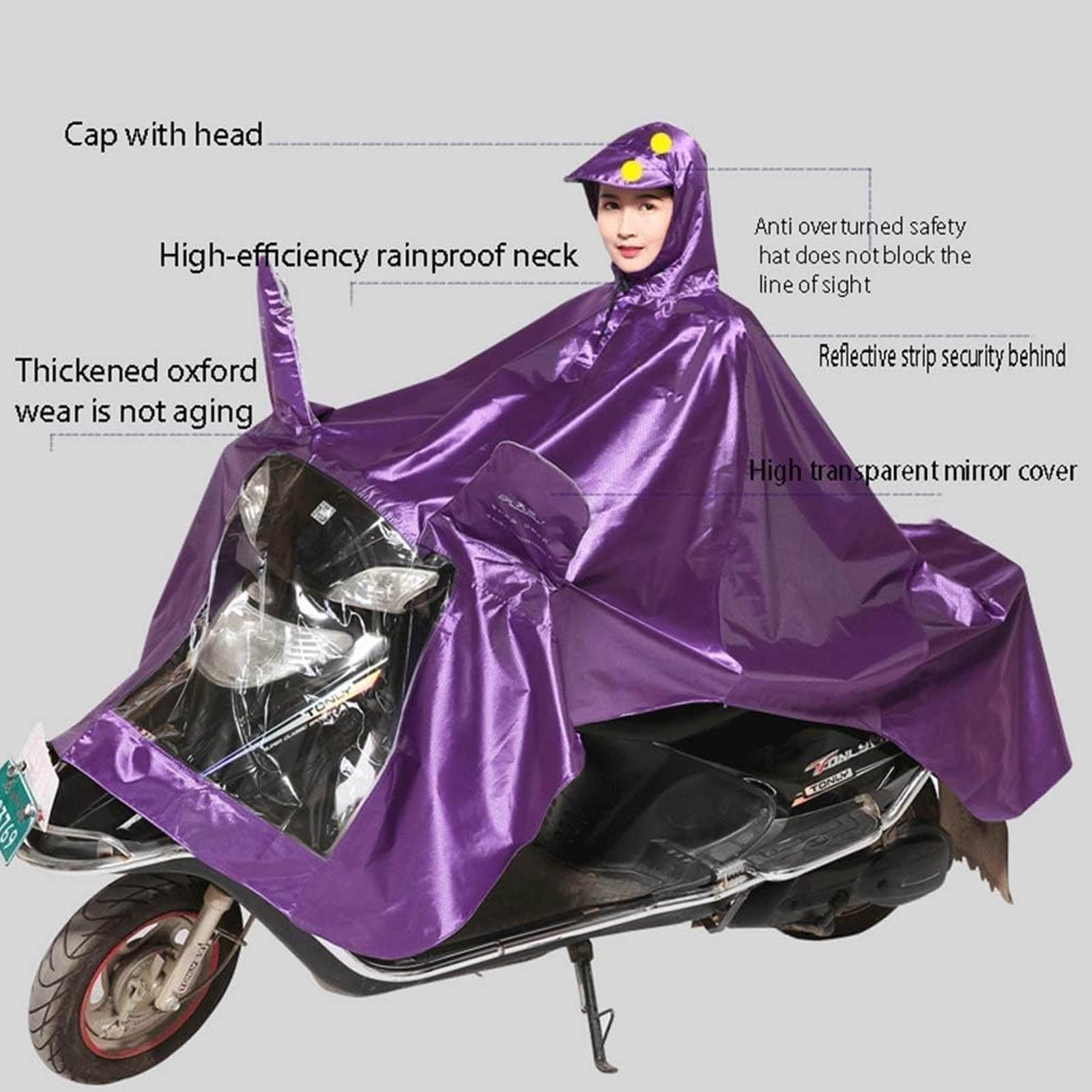 Motocicleta Triciclo Lluvia Mobility Scooter Chubasquero Poncho Impermeable for Moto, Capa de Lluvia for una conducción Segura Protege al Usuario y al Scooter de la Lluvia Grifo Reflectante Seguro Cla