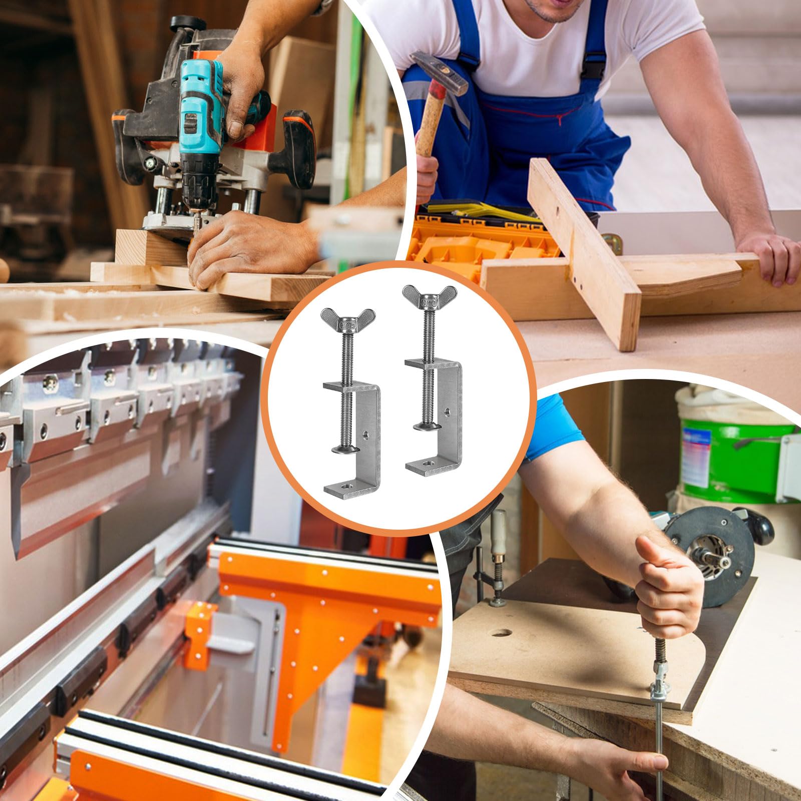EXLECO Lot de 2 pinces en C en acier inoxydable de 0 à 80 mm - Borne à vis réglable - Ouvertures de mâchoire - Pince de fixation - Pince de fixation pour soudure, menuiserie, travail du bois
