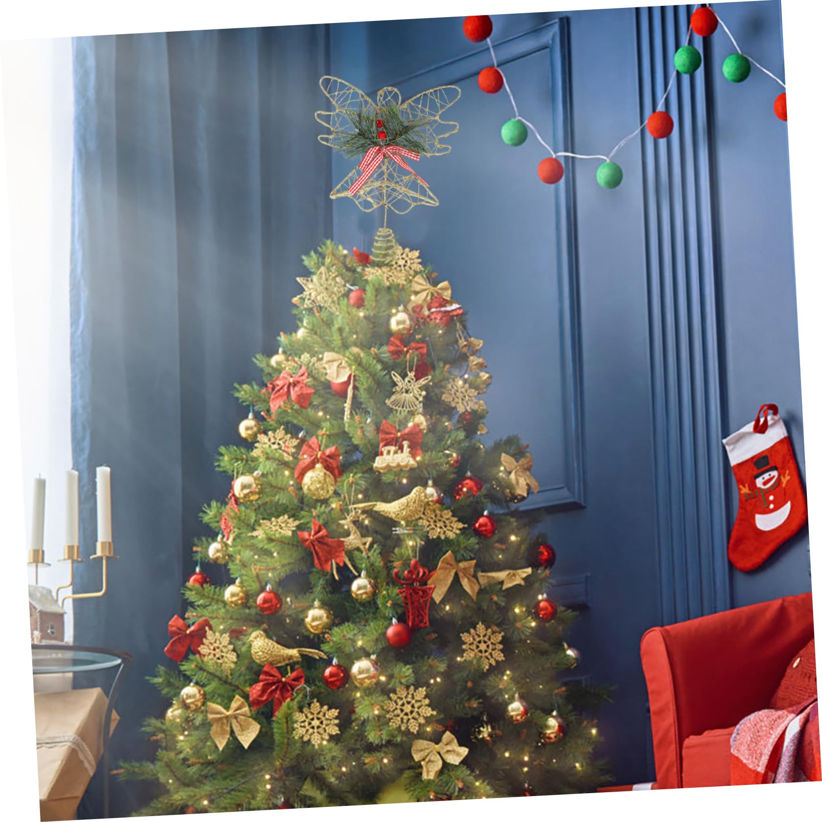 TOPBATHY 3 Pièces Étoile d'arbre d'ange Décorations d'arbre De Noël Décor LED Décoration De Sapin De Noël d'arbre pour Arbre De Noël Illuminer La des Arbres Fil Étoile Le Fer