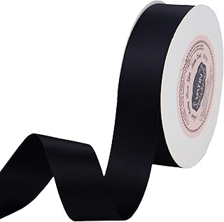 VATIN 1 inch Double Faced Polyester Satin Ribbon Black - 25 Yard Spool, Perfect for Wedding, Wreath, Baby Shower,Packing and Other Projects