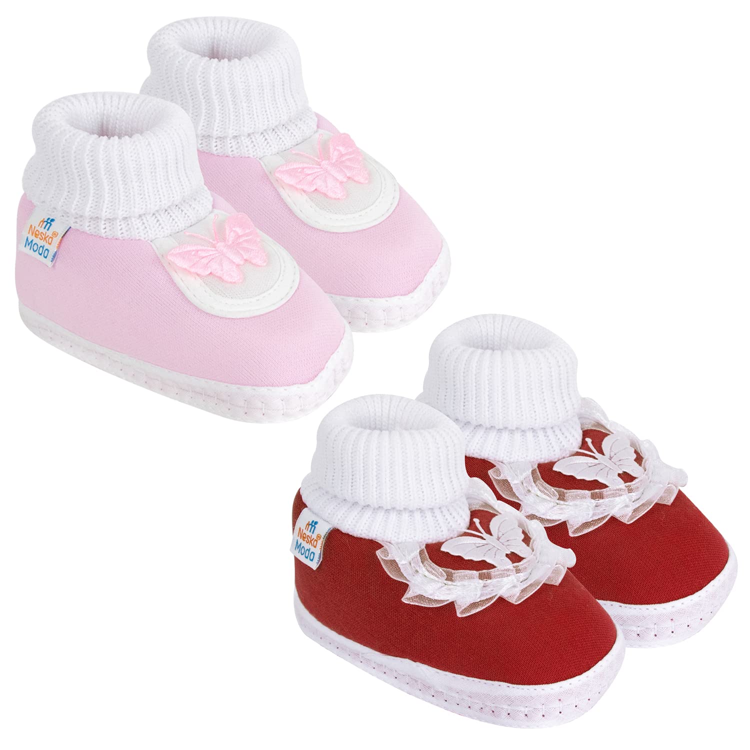 Neska Moda 12 To 18 Months Baby Girls Cotton Butterfly Frill Booties (Maroon,Baby Pink) -BT1149andBT1169 (B0BRVHGTVL) Amazon Price History, Amazon Price Tracker