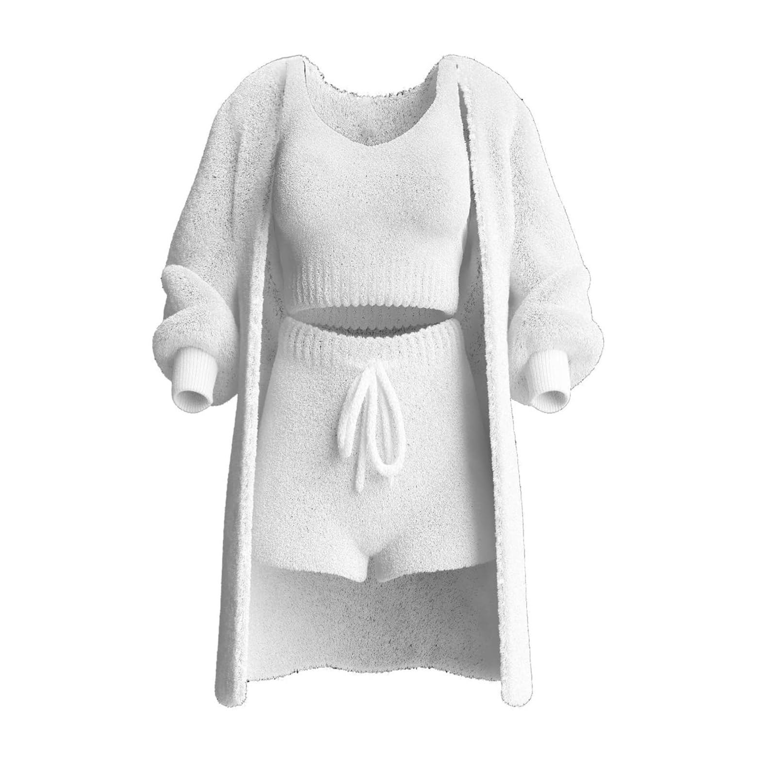 Knit Set 3-Piece, Cosy Knit Set 3 Pieces, Women's Sexy Warm Fuzzy Fleece 3 Piece Outfits Pajamas