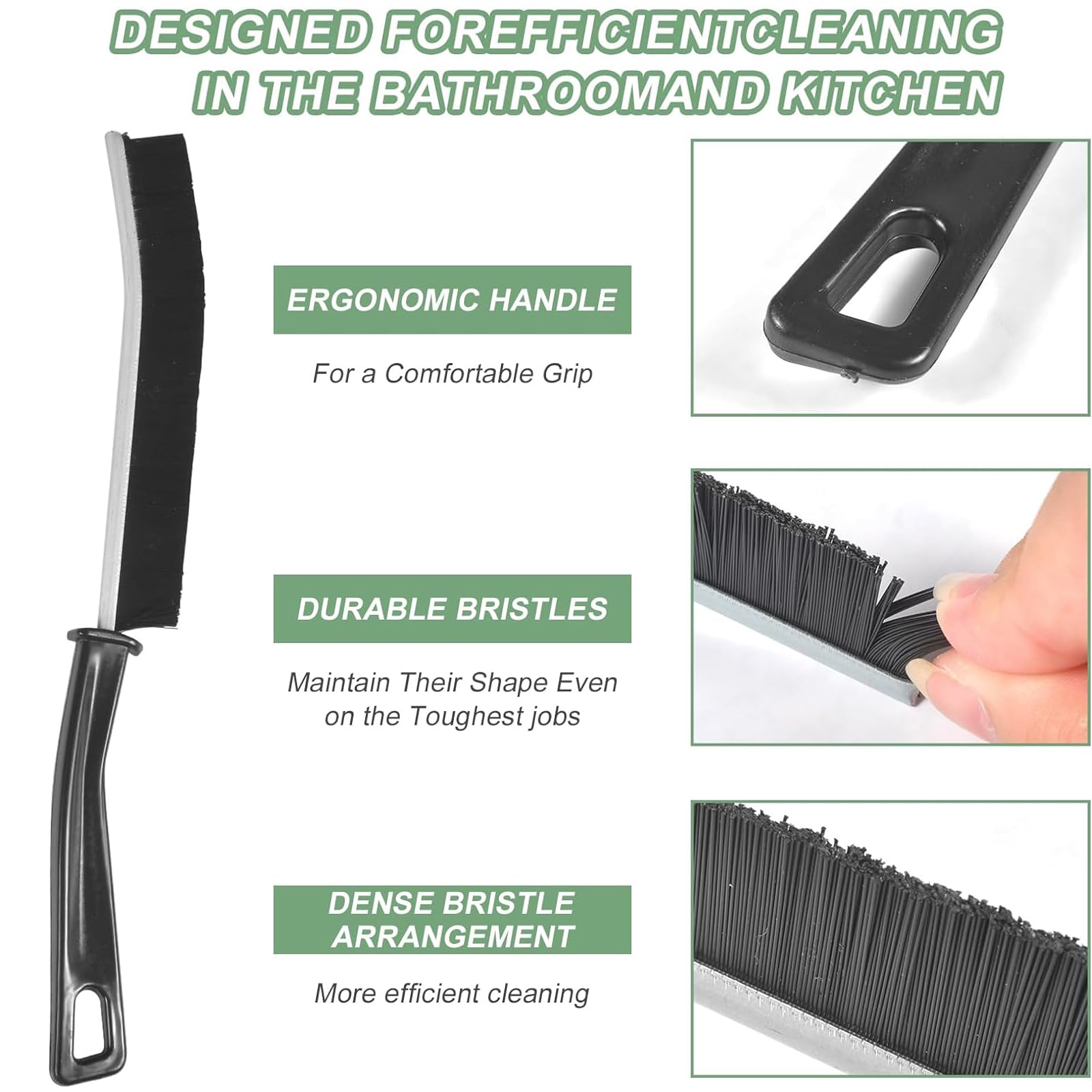 Spazzola Per Pulizia Fessure 3 Pezzi | Setole Dure Per Piastrelle E Angoli