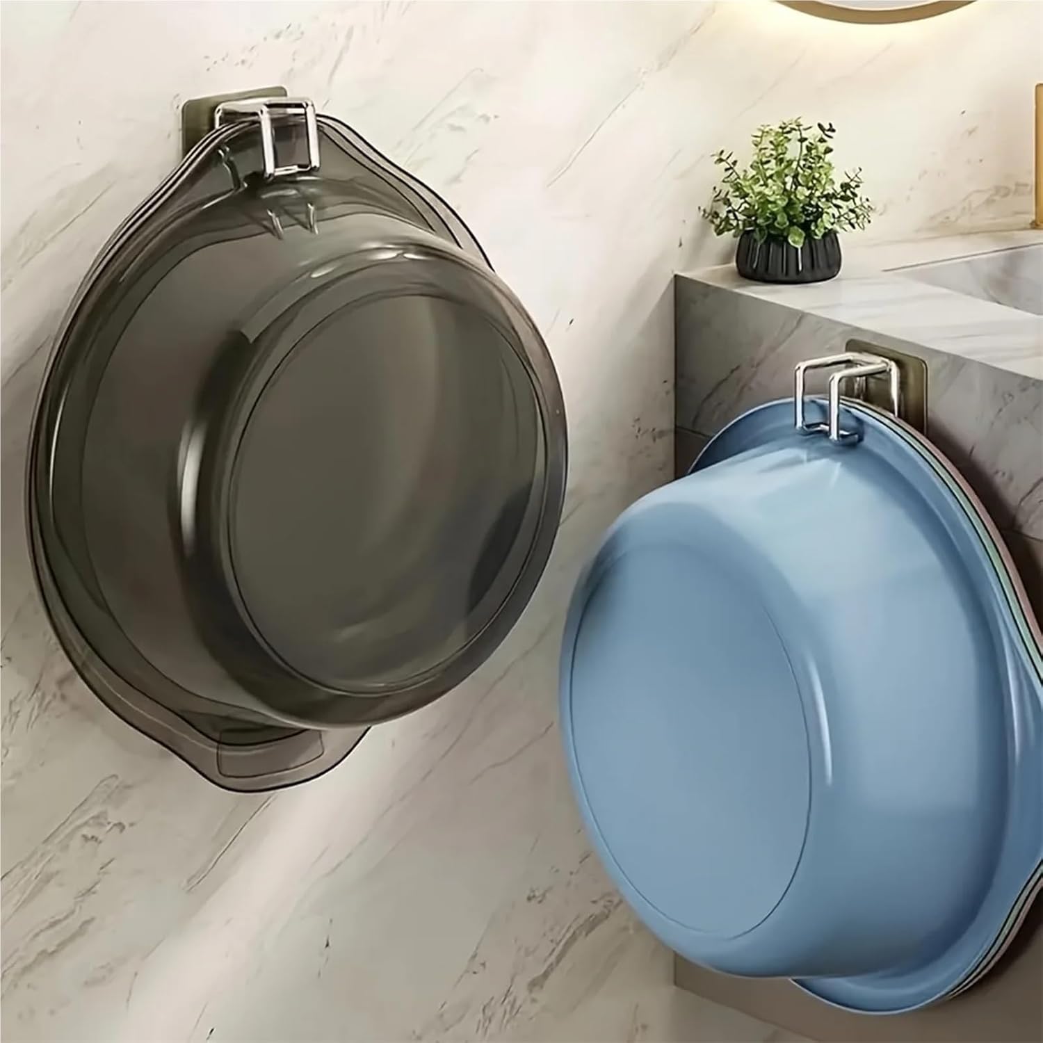 1/2/4/6Pcs Stainless Steel Washbasin Hook Multifunction Punch-Free Kitchen Bathroom Rack Basin Storage Towel Hanging Holder(6 Pieces)