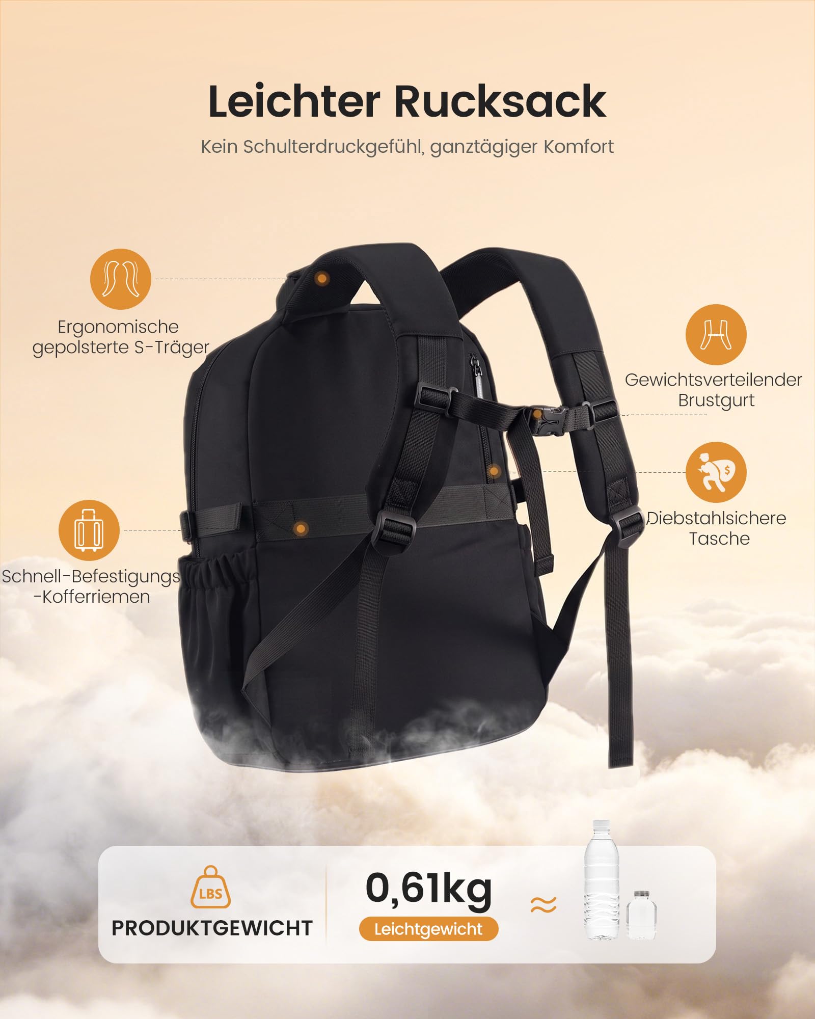 LOVEVOOK Rucksack Damen, 17,3 Zoll Laptop Schulrucksack Arbeitsrucksack