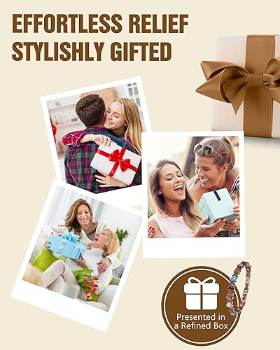 Miniatura 9 de Feraco Pulseras de Cobre Puro para Mujeres, Pulsera Magnética de Ultra Fuerza con Imanes de 3800 Gauss y Turquesa Natural y Piedras, Ajustable,