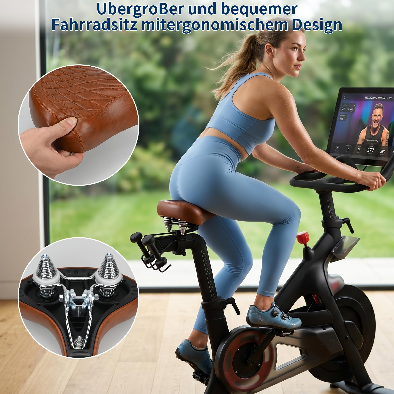 Selle de vélo confortable pour homme et femme, large et souple, siège de vélo rembourré ergonomique, selle de vélo de rechange universelle pour vélo de ville, VTT, vélo d'appartement