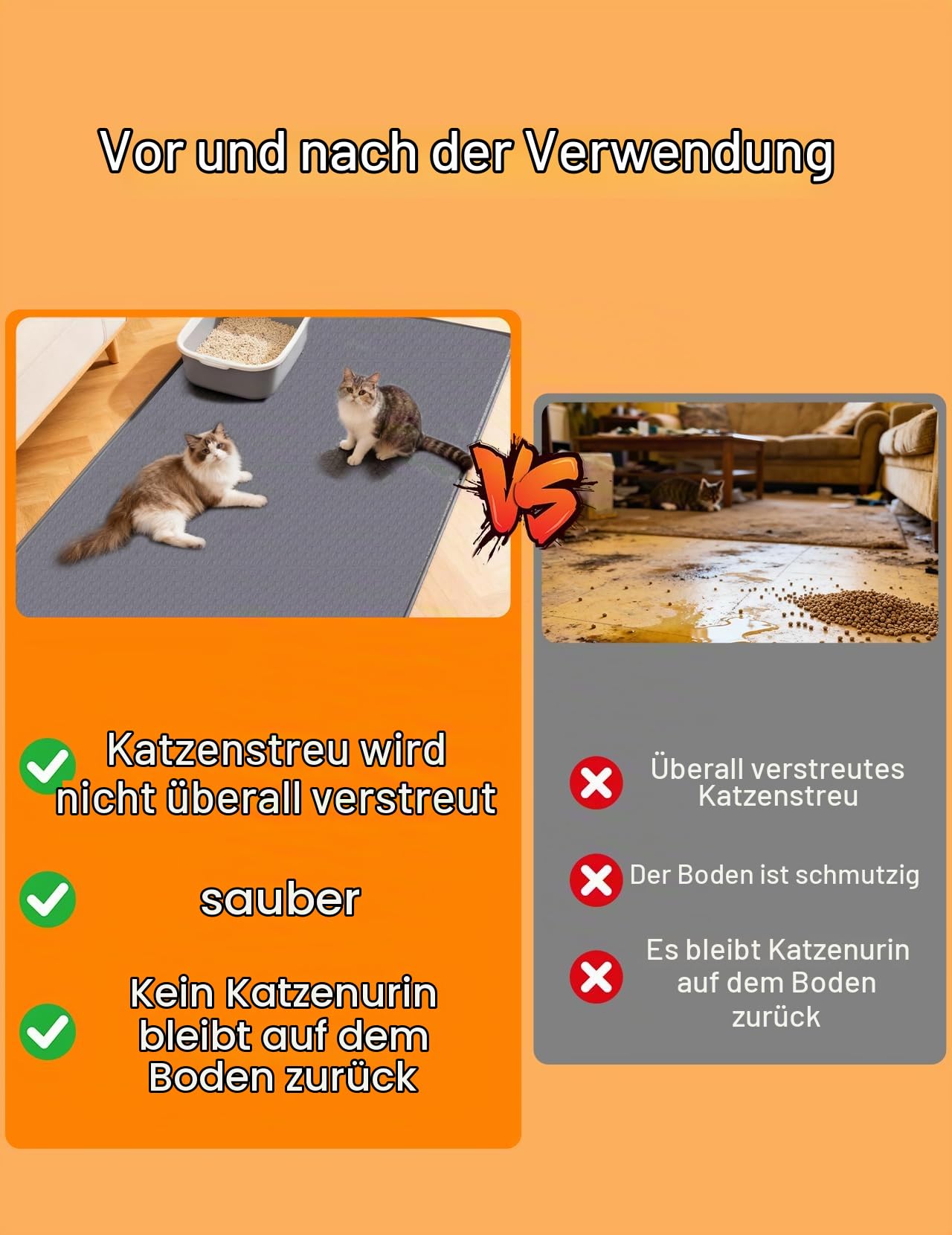 Katzenklo Matte Übergröße 130x65cm, XXL Katzenstreu Matte Silikon, Katzenklo Unterlage wasserdichte zum Auffangen Von Katzenstreu, Leicht zu Reinigen, für Mehrkatzenhaushalte Grau