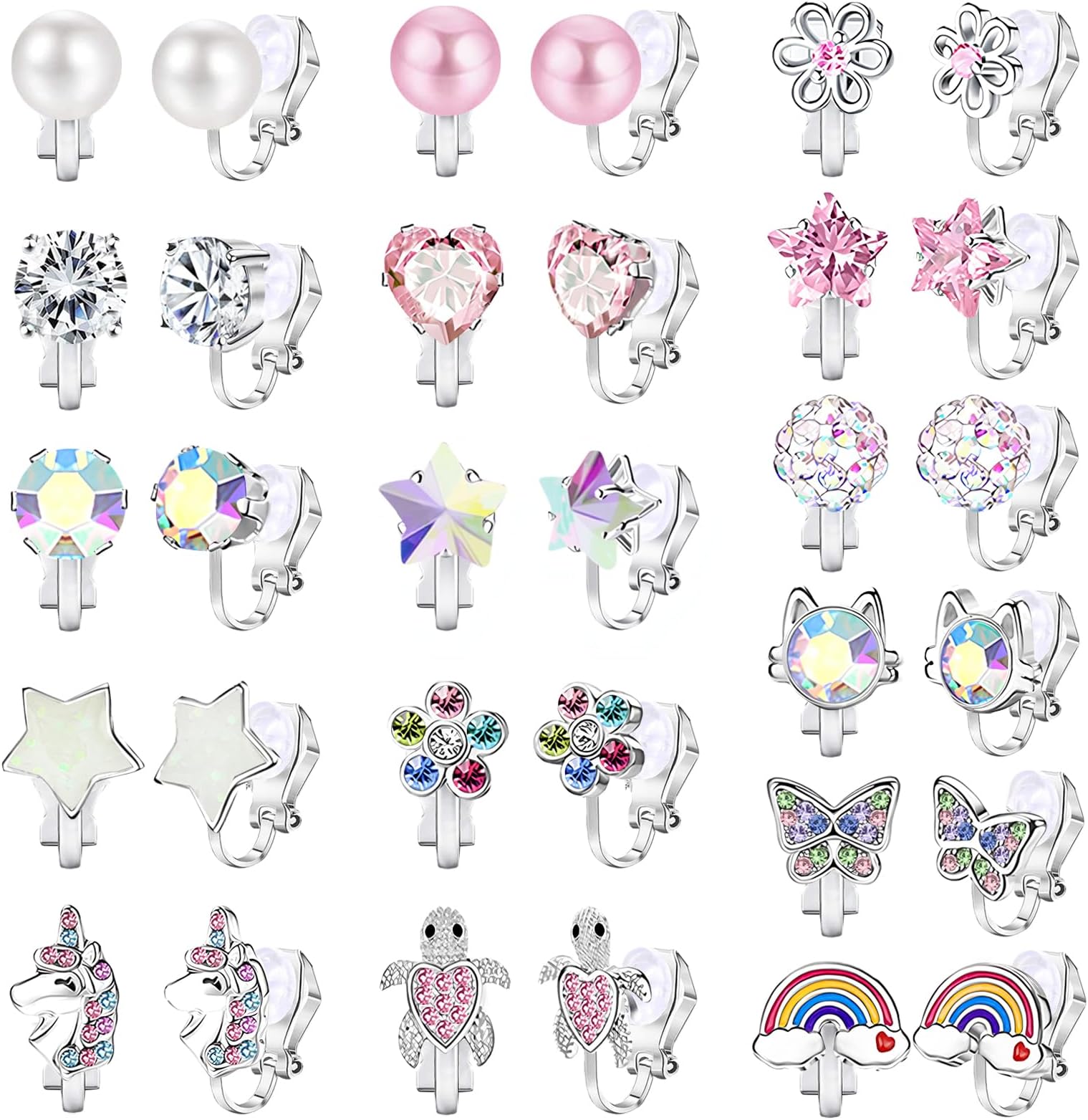 NEWITIN 16 Pairs Clip On Earrings for Women Cute Earring Charming Fashion Dangle Drop Earring Non Piercing Clip on Dangle Earrings for Women