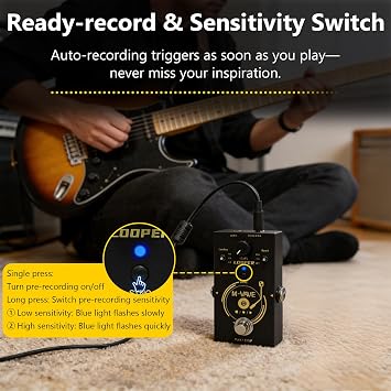 M-VAVE Looper II Guitar Bass Effect Pedal, Digital Looper with 3 Storage Locations, Variable Speed Control, USB-C and 9V DC Power