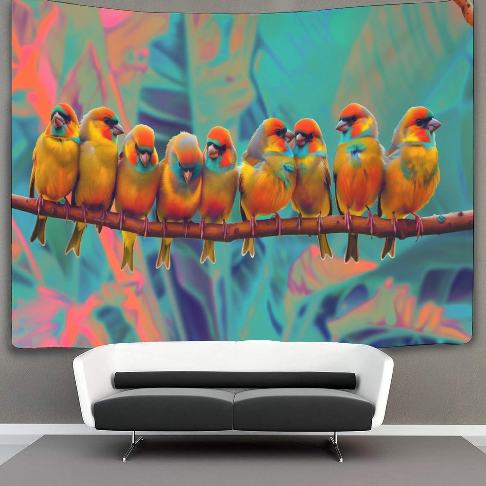 kaiyun Colorful Finch Birds Tapestry Wall Hanging Holidays Wall Art for Living Room Bedroom Dorm 130cmx150cm