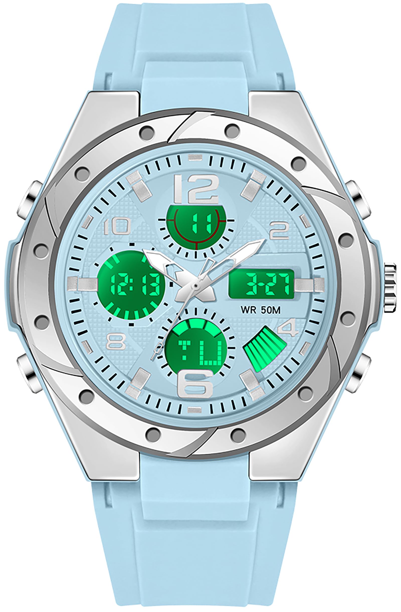 findtime Orologi da donna bianchi per adolescenti studenti con sveglia/cronometro/retroilluminazione a LED, resistente agli urti/data, digitale, analogico, per ragazzi e ragazze