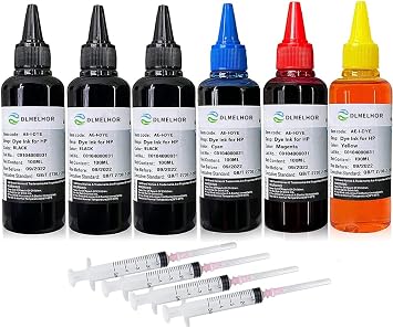 Refill Ink Kit for HP 61 60 62 63 950 902 564 920 901 940 Inkjet Printer Cartridges Refillable Ink Cartridges CISS System 4 Color Set 6pcs3BK+CMY with 4 Syringe,600ml