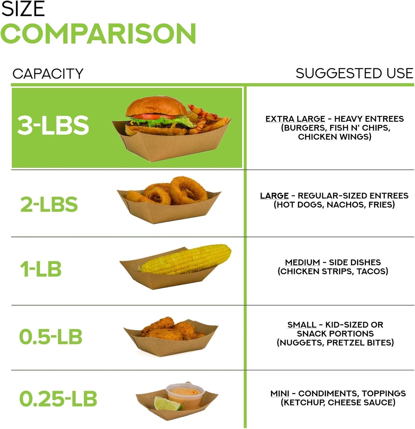 500 Pack 3 lb Brown Kraft Paper Food Trays Extra Large Disposable Serving Boats for Snacks Tacos Nachos Seafood BBQ Parties and Events