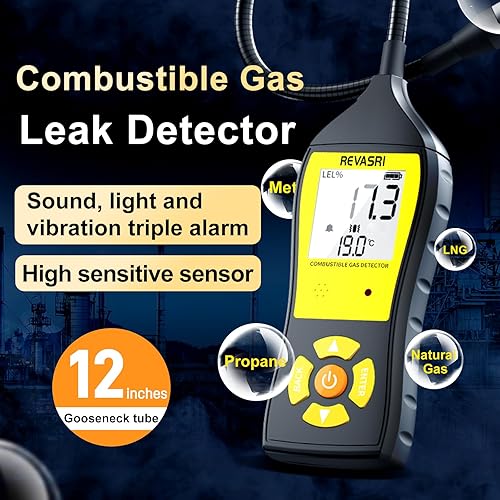 Miniatura 4 de Detector de fugas de gas para gas natural, GNL, GLP, pantalla de lectura de concentración en tiempo real, rastreador de fugas de gas combustible