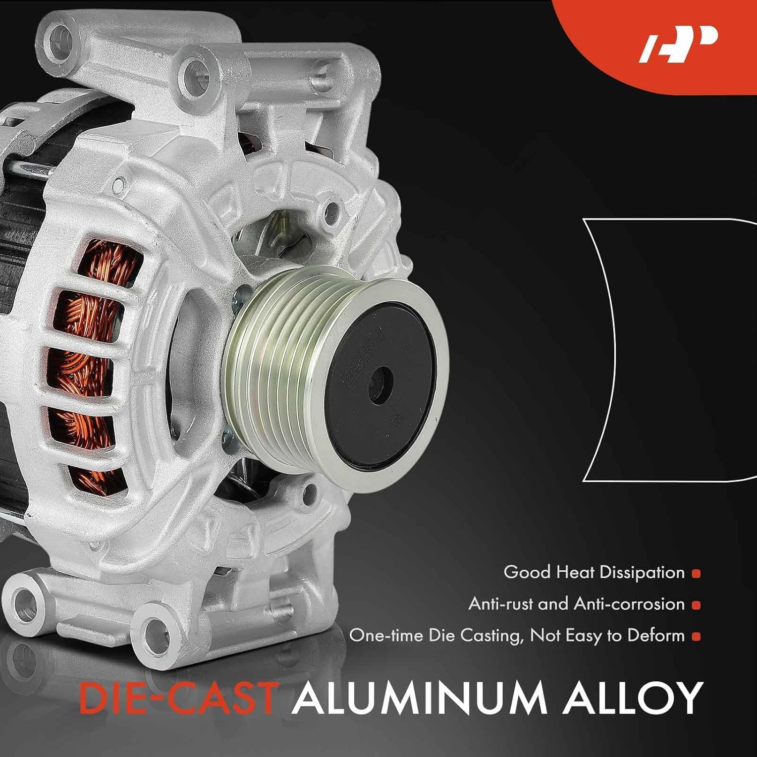 A-Premium Alternator Compatible with Volkswagen Jetta 2013-2017, Passat 2014-2017, Beetle 2013-2017, 1.8L 2.0L, 12V 140A 6-Groove Clutch Pulley Clockwise, Replace# 06J903023T, 06K903023