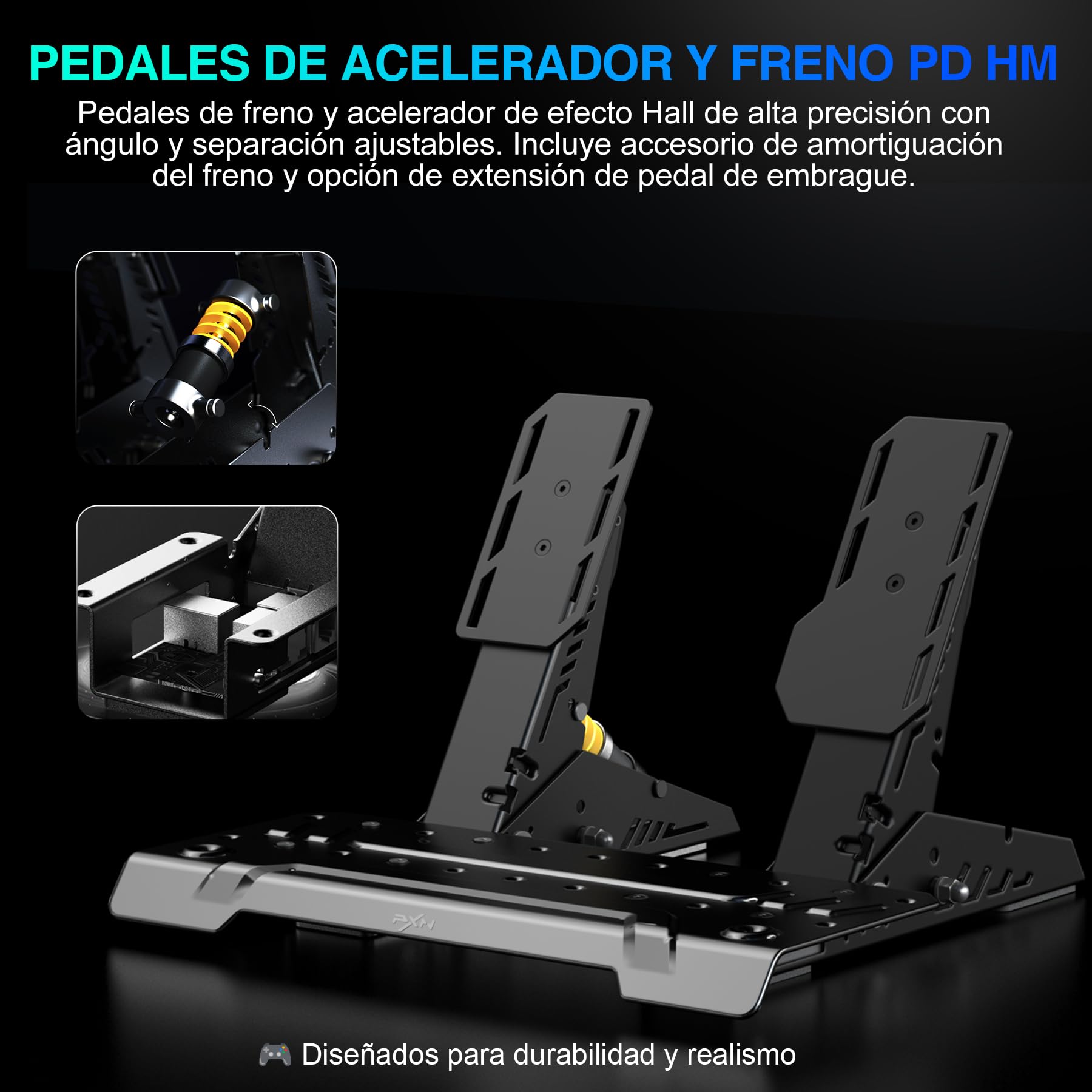 PXN VD4 Kit Volante de Carreras Direct Drive – Base con Motor Servo de 4 Nm y Quick Release, Volante de Juego W AS, Pedales PD HM de Freno y Acelerador, Abrazadera de Mesa – Compatible con PC Windows