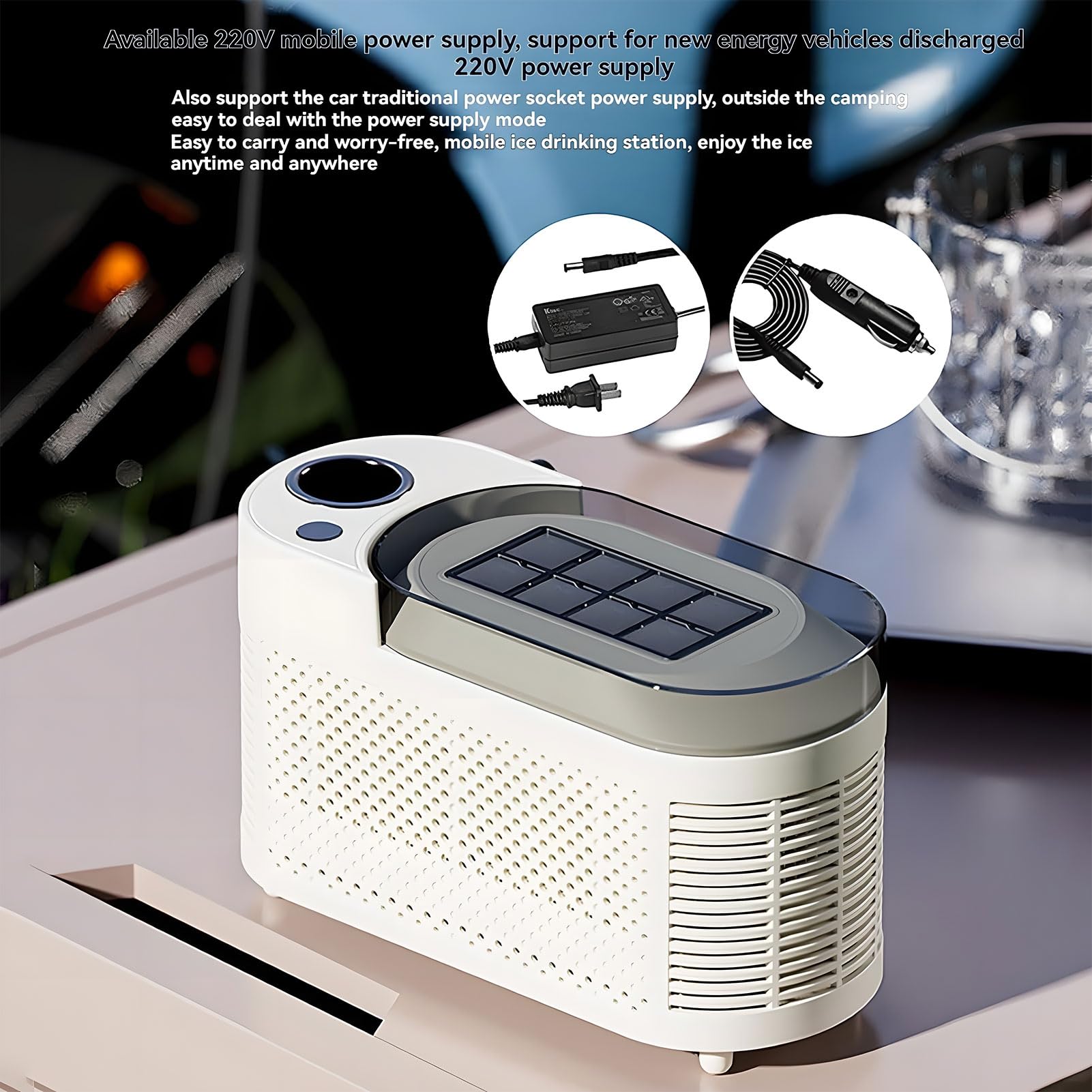 Máquina De Fabricante De Hielo De Encimera Portátil, Mini Fabricante De Hielo Compacto Con Dos Modos De Carga, 8 Cubos En 10 Minutos, Para Oficina, Hogar, Campamento, Rv, Automóvil Y Viaje purple