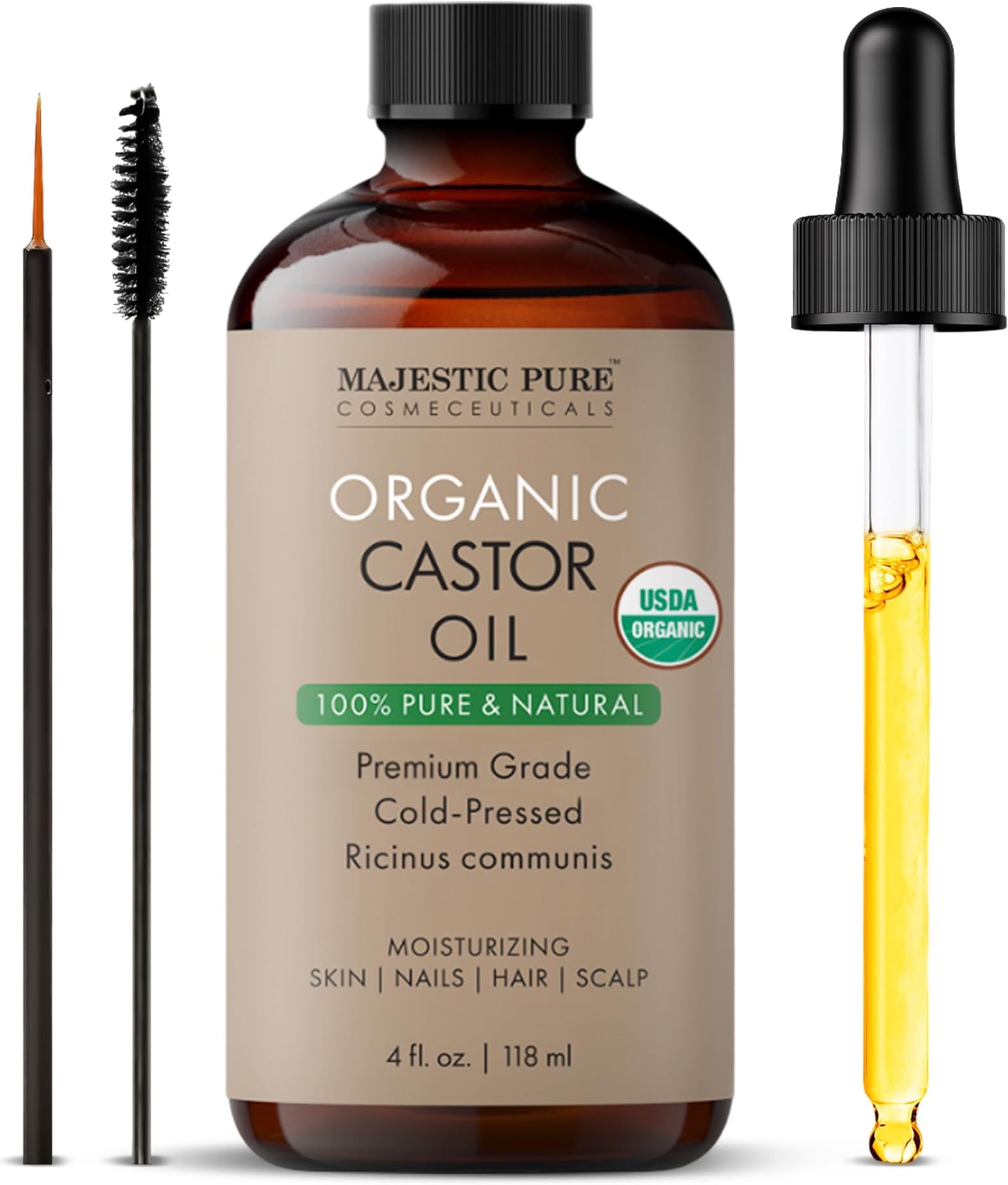 Majestic Pure USDA Organic Castor Oil - 4 Fl Oz