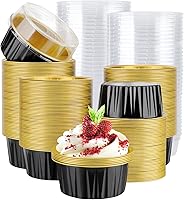Vista 17 de EUSOAR Forros para magdalenas, 5 onzas de 4.2 fl oz para muffins con tapas, 100 piezas, moldes de crema brulee, moldes de papel de aluminio