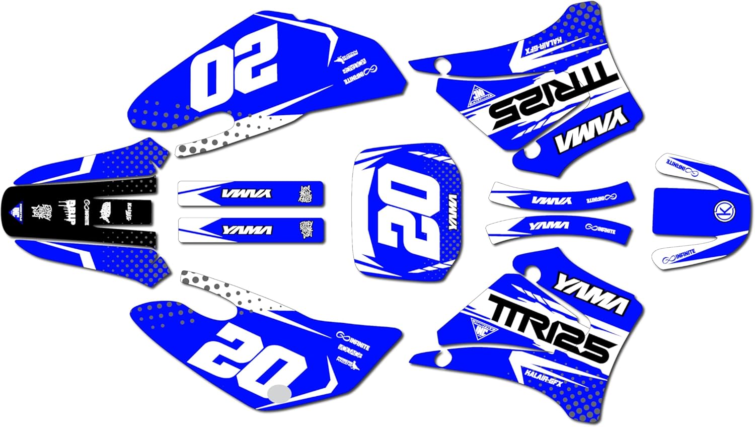 Graphics Kit for Yamaha Yamaha TTR125 (2000-2007) SPEAR Series Blue 16 Mil - On/Off the Road - Dirt pit bike motorcycle sticker, dirtbike racing decal motocross accessories no-plastics