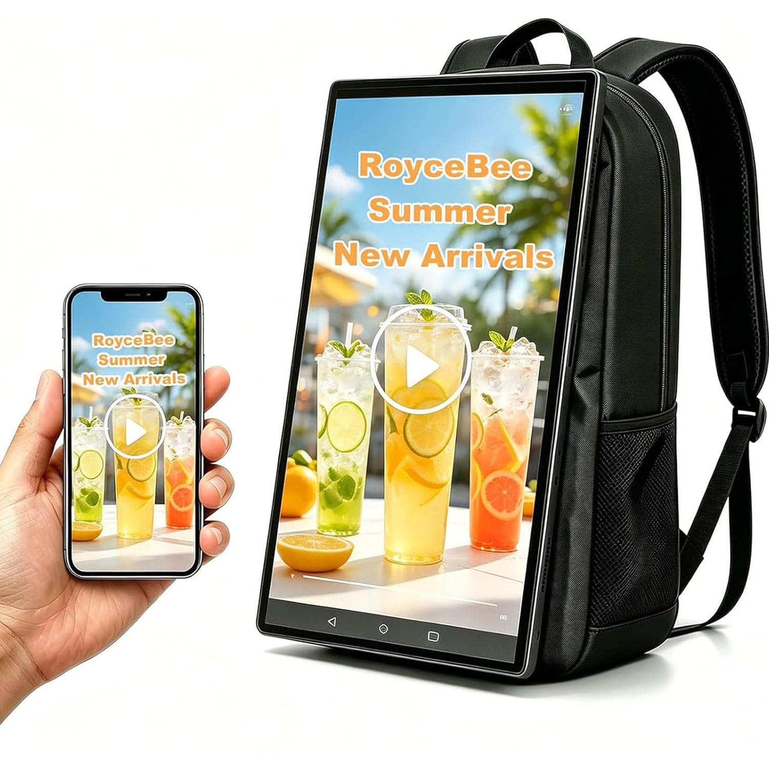 GLBMXDD 21.5-inch LCD Video Advertising Backpack USBflashdrive