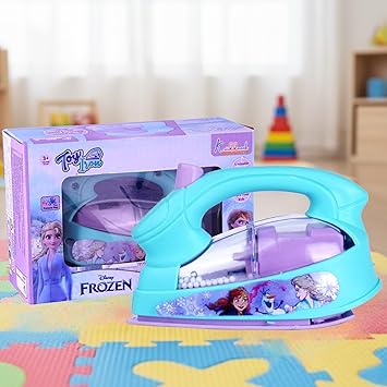 Frozen Household Press Iron Toy for Kids - Realistic Pretend Play Ironing Set with Moving Beads, Lights & Vibration - Educational Role Play Toy for Boys & Girls 3+ Years - Turkish Blue