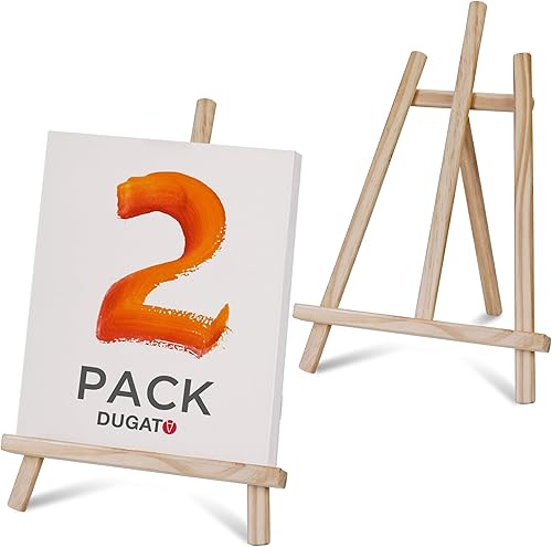 DUGATO Caballetes de mesa para pintar lienzos Juego de 6 mini caballetes de exhibición de madera de 8 pulgadas Soporte de caballete de pintura