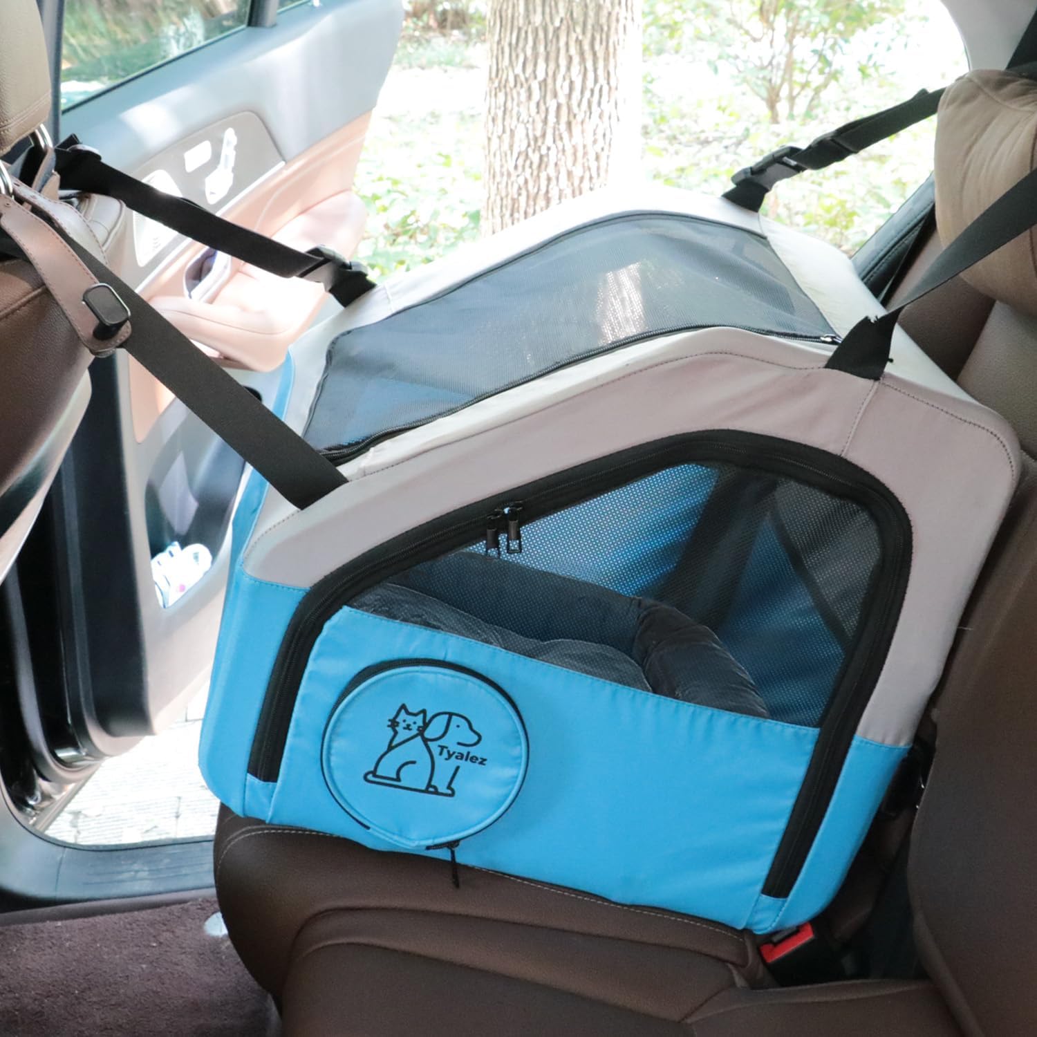 Small Portable Pet Crate for Car Travel, 19″x19″x17″ Foldable Dog & Cat Carrier with Secures Seatbelt & Headrest Strap, Oxford Soft-Sided Pet Kennel with Removable Bed for Small Pets Small Portable Pet Crate for Car Travel, 19″x19″x17″ Foldable Dog & Cat Carrier with Secures Seatbelt & Headrest Strap, Oxford Soft-Sided Pet Kennel with Removable Bed for Small Pets