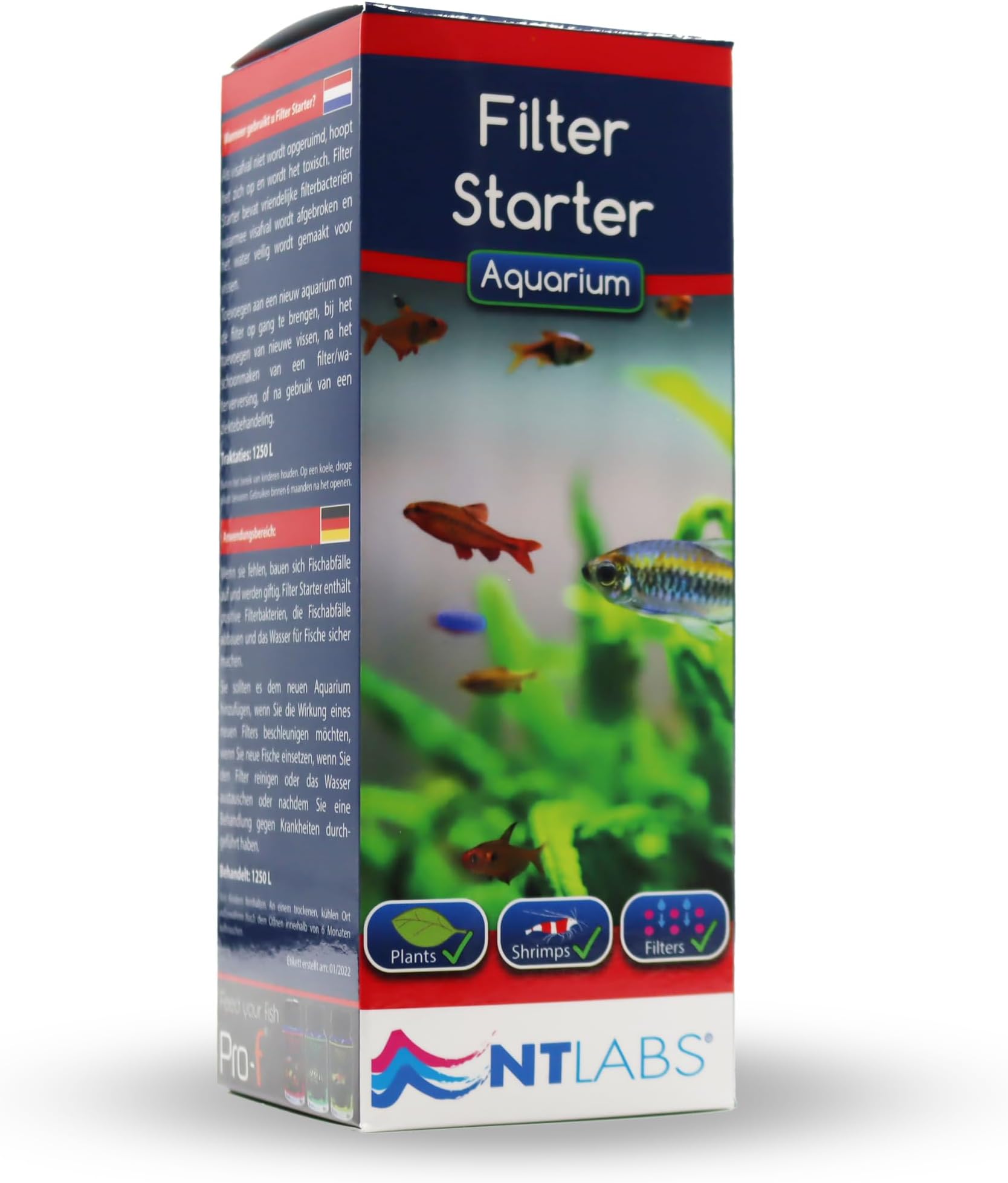 NT Labs Aquarium Filter Starter, Aquarium Filter Bacteria, Breaks Down Toxic Fish Waste, Prevents Ammonia & Nitrite, Water Change Essential, For Coldwater & Freshwater Aquariums (250ml - Treats 1250L)