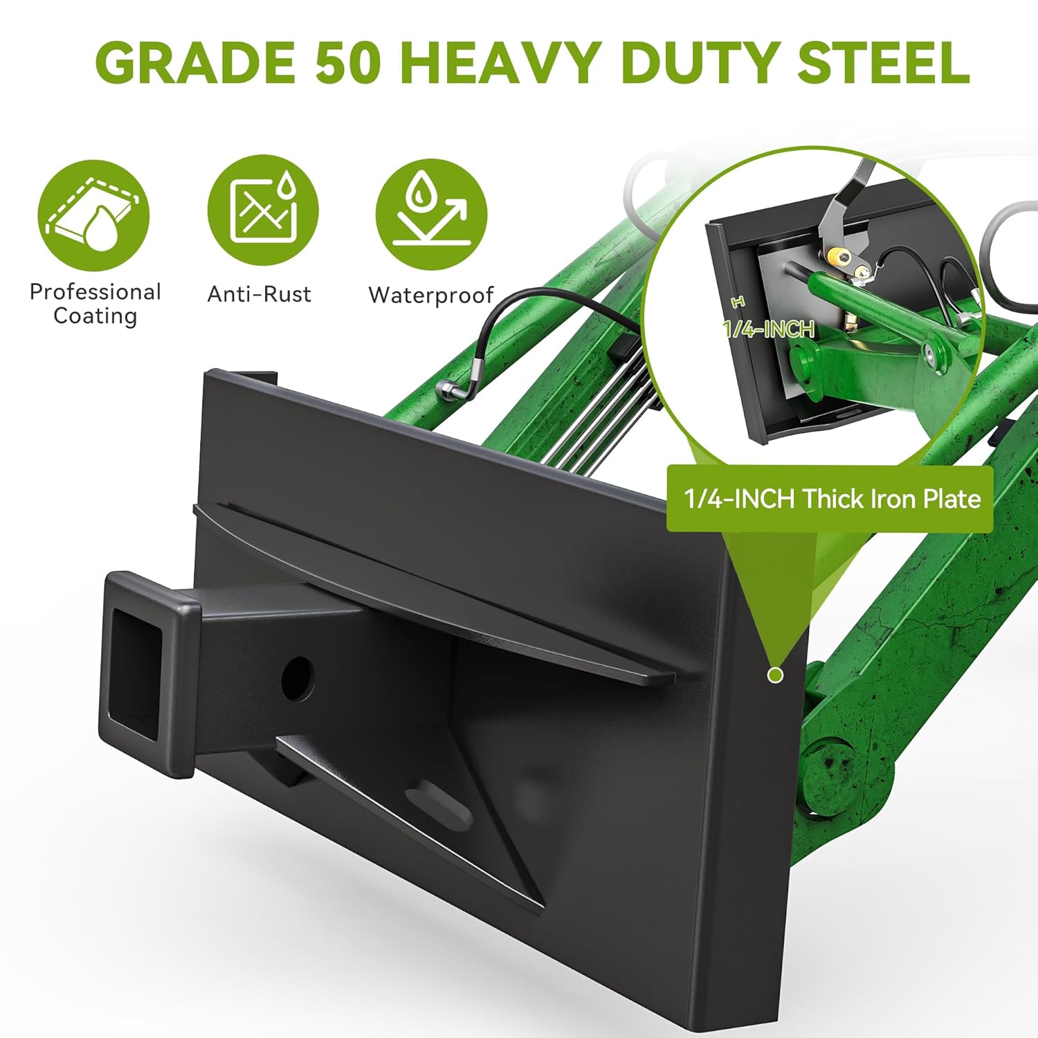 AUTOSAVER88 1/4" Mini Skid Steer Mount Plate with 2" Receiver Hitch, Heavy Duty Quick Attach Welding/Bolt-On Plate Attachment Compatible With Toro Dingo, Ditch Witch, Thomas, Finn, Boxer, Ram Rod
